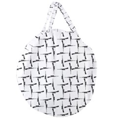 Precision Pursuit: Hunting Motif Black And White Pattern Giant Round Zipper Tote by dflcprintsclothing