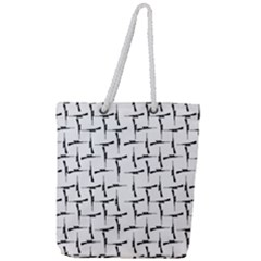 Precision Pursuit: Hunting Motif Black And White Pattern Full Print Rope Handle Tote (large) by dflcprintsclothing