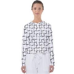 Precision Pursuit: Hunting Motif Black And White Pattern Women s Slouchy Sweat by dflcprintsclothing