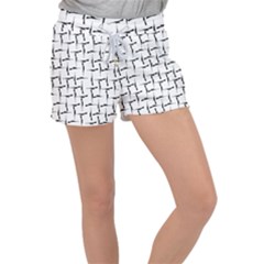 Precision Pursuit: Hunting Motif Black And White Pattern Women s Velour Lounge Shorts