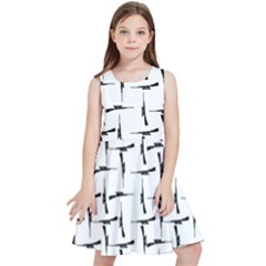 Precision Pursuit: Hunting Motif Black And White Pattern Kids  Skater Dress by dflcprintsclothing