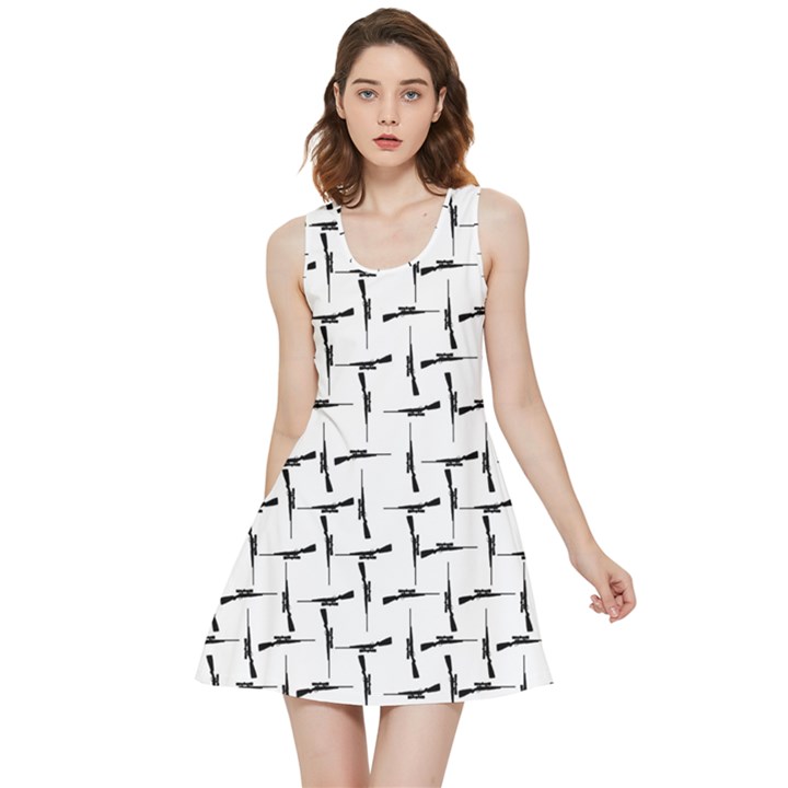 Precision Pursuit: Hunting Motif Black and White Pattern Inside Out Reversible Sleeveless Dress