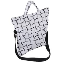 Precision Pursuit: Hunting Motif Black And White Pattern Fold Over Handle Tote Bag by dflcprintsclothing