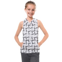 Precision Pursuit: Hunting Motif Black And White Pattern Kids  Sleeveless Hoodie by dflcprintsclothing