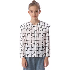 Precision Pursuit: Hunting Motif Black And White Pattern Kids  Peter Pan Collar Blouse by dflcprintsclothing