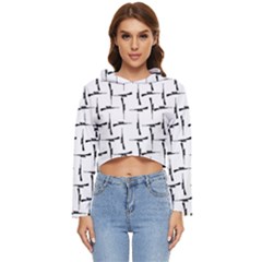 Precision Pursuit: Hunting Motif Black And White Pattern Women s Lightweight Cropped Hoodie by dflcprintsclothing