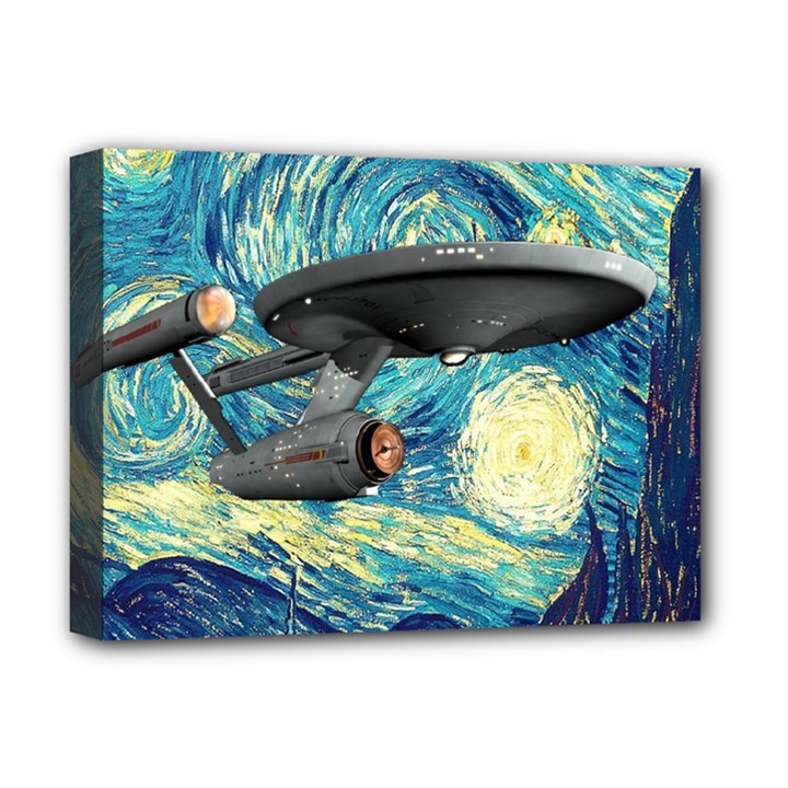 Star Trek Starship The Starry Night Van Gogh Deluxe Canvas 16  x 12  (Stretched) 