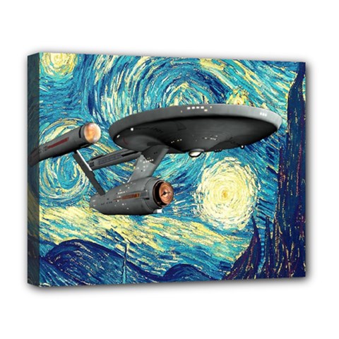 Star Trek Starship The Starry Night Van Gogh Deluxe Canvas 20  X 16  (stretched) by Semog4