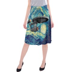 Star Trek Starship The Starry Night Van Gogh Midi Beach Skirt by Semog4