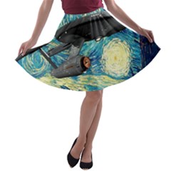 Star Trek Starship The Starry Night Van Gogh A-line Skater Skirt by Semog4