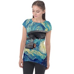 Star Trek Starship The Starry Night Van Gogh Cap Sleeve High Low Top by Semog4