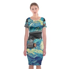 Star Trek Starship The Starry Night Van Gogh Classic Short Sleeve Midi Dress by Semog4