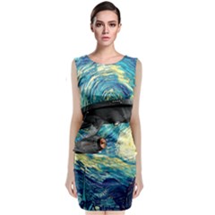 Star Trek Starship The Starry Night Van Gogh Sleeveless Velvet Midi Dress by Semog4