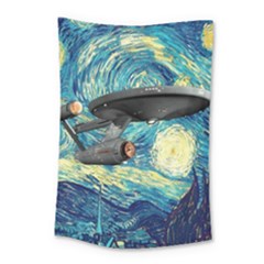 Star Trek Starship The Starry Night Van Gogh Small Tapestry by Semog4