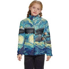 Star Trek Starship The Starry Night Van Gogh Kids  Puffer Bubble Jacket Coat by Semog4