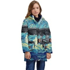 Star Trek Starship The Starry Night Van Gogh Kid s Hooded Longline Puffer Jacket by Semog4