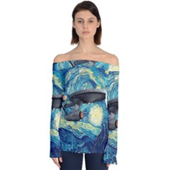 Star Trek Starship The Starry Night Van Gogh Off Shoulder Long Sleeve Top by Semog4