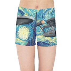 Star Trek Starship The Starry Night Van Gogh Kids  Sports Shorts by Semog4