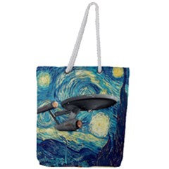 Star Trek Starship The Starry Night Van Gogh Full Print Rope Handle Tote (large) by Semog4