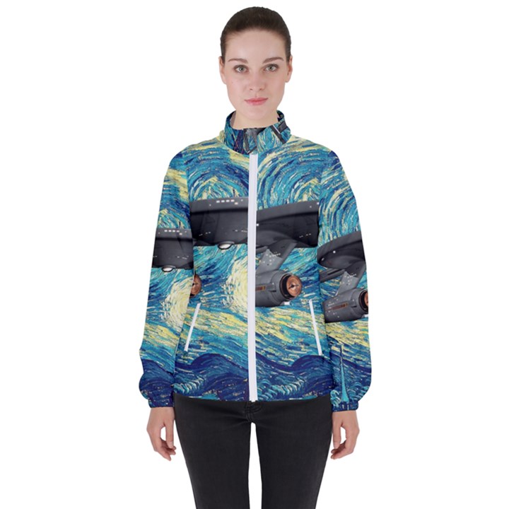 Star Trek Starship The Starry Night Van Gogh Women s High Neck Windbreaker