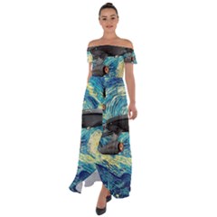 Star Trek Starship The Starry Night Van Gogh Off Shoulder Open Front Chiffon Dress by Semog4