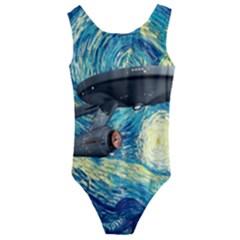 Star Trek Starship The Starry Night Van Gogh Kids  Cut-out Back One Piece Swimsuit by Semog4