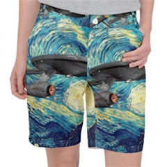 Star Trek Starship The Starry Night Van Gogh Women s Pocket Shorts by Semog4