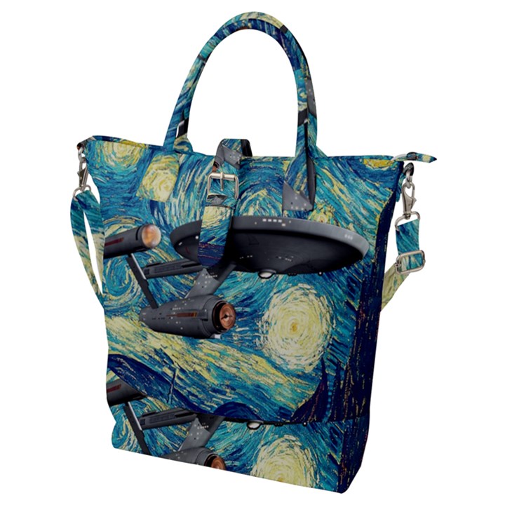 Star Trek Starship The Starry Night Van Gogh Buckle Top Tote Bag