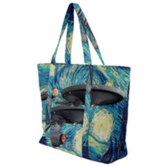 Star Trek Starship The Starry Night Van Gogh Zip Up Canvas Bag by Semog4