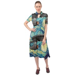 Star Trek Starship The Starry Night Van Gogh Keyhole Neckline Chiffon Dress by Semog4