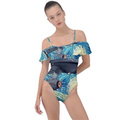 Star Trek Starship The Starry Night Van Gogh Frill Detail One Piece Swimsuit by Semog4