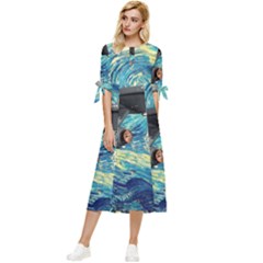 Star Trek Starship The Starry Night Van Gogh Bow Sleeve Chiffon Midi Dress by Semog4