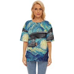 Star Trek Starship The Starry Night Van Gogh Oversized Basic Tee by Semog4