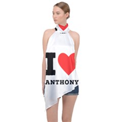 I Love Anthony  Halter Asymmetric Satin Top by ilovewhateva