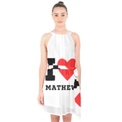 I Love Mathew Halter Collar Waist Tie Chiffon Dress by ilovewhateva