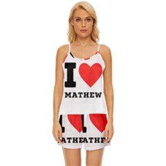 I Love Mathew Satin Pajama Short Set by ilovewhateva