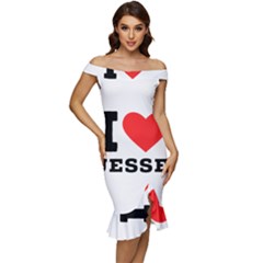 I Love Jesse Off Shoulder Ruffle Split Hem Bodycon Dress by ilovewhateva