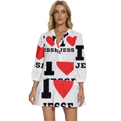 I Love Jesse V-neck Placket Mini Dress by ilovewhateva