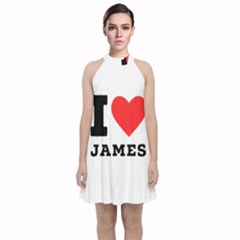 I Love James Velvet Halter Neckline Dress  by ilovewhateva