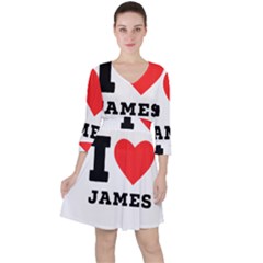 I Love James Quarter Sleeve Ruffle Waist Dress by ilovewhateva