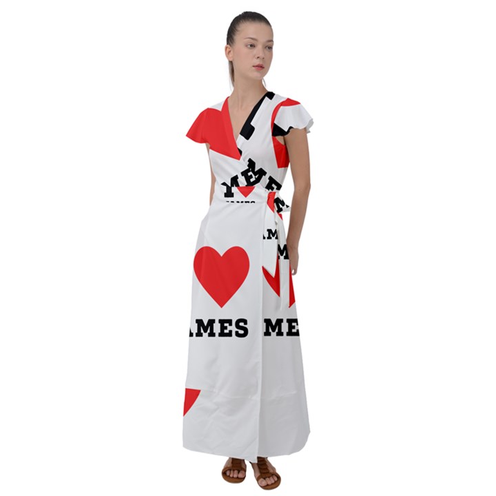 I love James Flutter Sleeve Maxi Dress