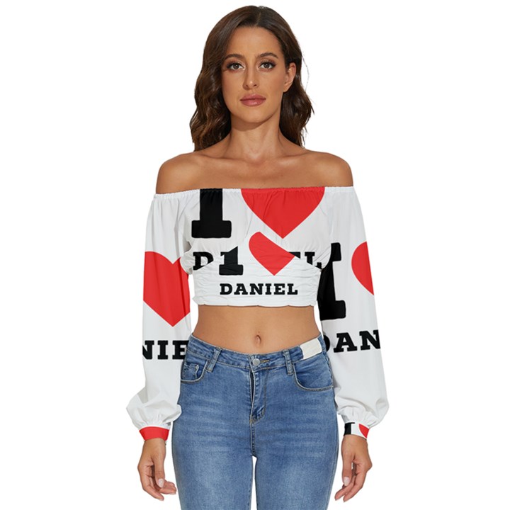 I love Daniel Long Sleeve Crinkled Weave Crop Top