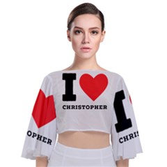 I Love Christopher  Tie Back Butterfly Sleeve Chiffon Top by ilovewhateva