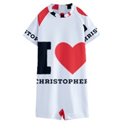 I Love Christopher  Kids  Boyleg Half Suit Swimwear by ilovewhateva