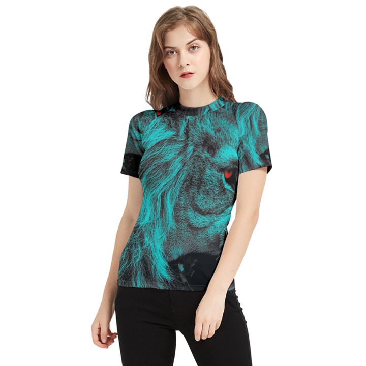 Angry Male Lion Predator Carnivore Women s Short Sleeve Rash Guard