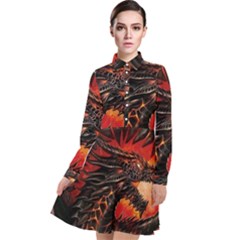 Dragon Fire Long Sleeve Chiffon Shirt Dress by Semog4