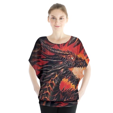 Dragon Fire Batwing Chiffon Blouse by Semog4