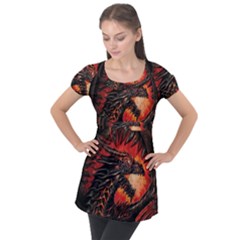 Dragon Fire Puff Sleeve Tunic Top by Semog4