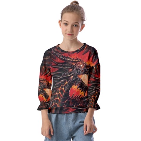 Dragon Fire Kids  Cuff Sleeve Top by Semog4