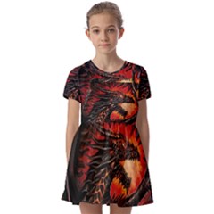 Dragon Fire Kids  Short Sleeve Pinafore Style Dress by Semog4